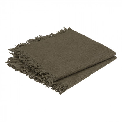 Lot de 2 serviettes de table Maha en Coton Vert kaki 40 x 40 cm