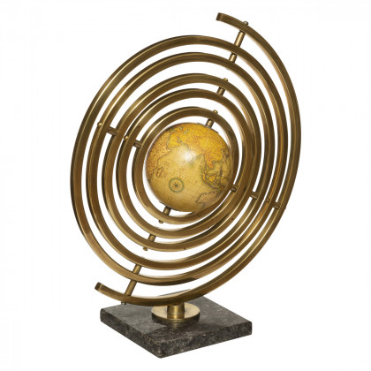 Globe Sandy en Métal doré et socle en Pierre H 37 cm