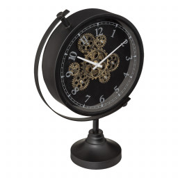 Horloge à poser en Verre et Métal Noir H 40 cm