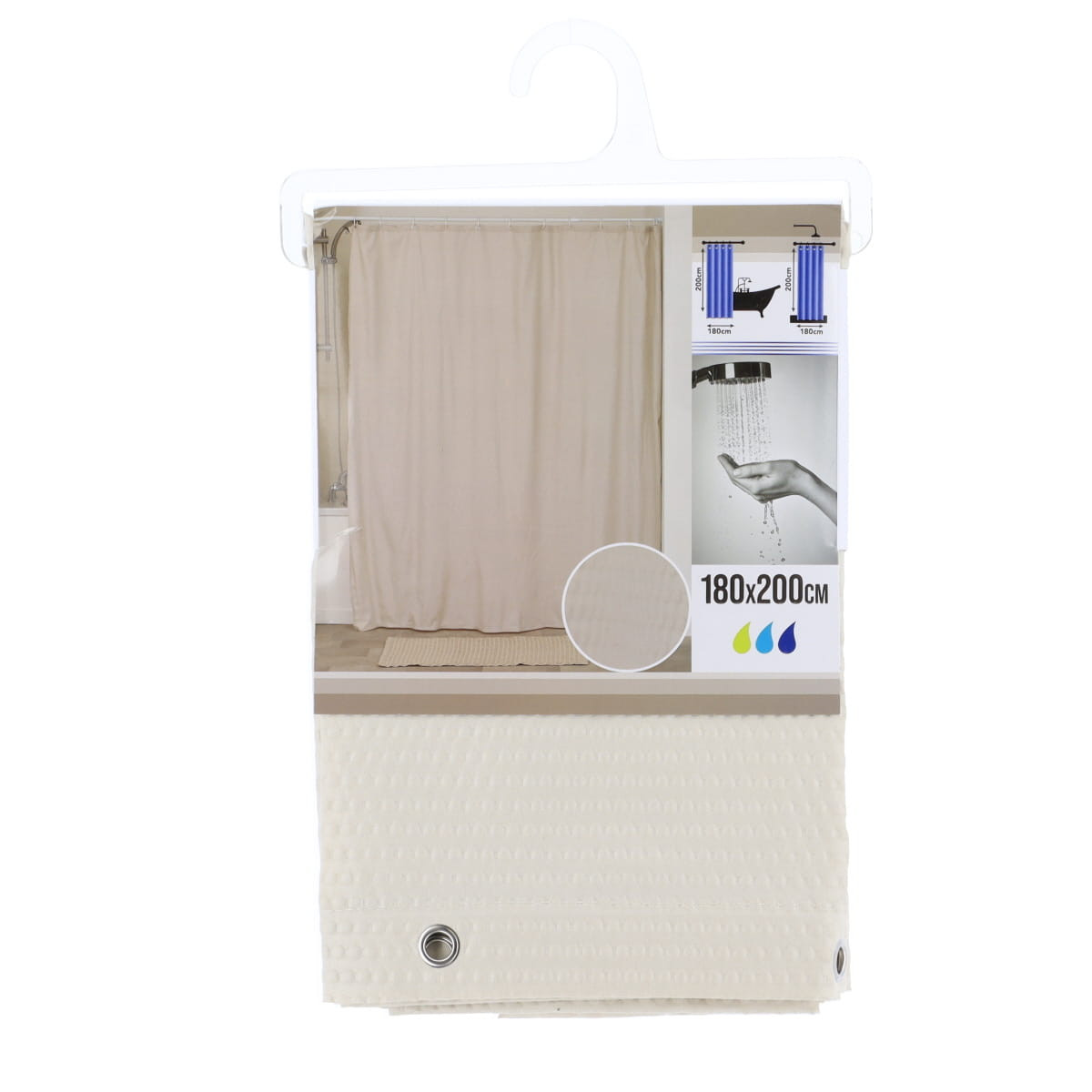 Rideau de douche Beige en microfibre 180 x 200 cm - Accessoires de salle de  bains - Décomania