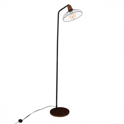 Lampadaire en Pin et Métal Noir H 163 cm