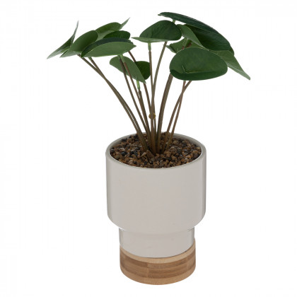 Plante artificielle dans Pot en Céramqiue Blanche H 26 cm
