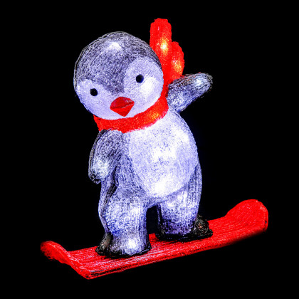 Pinguoin sur Skateboard lumineux 40 Blanc froid H 30 cm