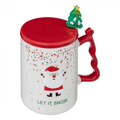 Mug avec Couvercle et Cuillère décor Noël 35 cl
