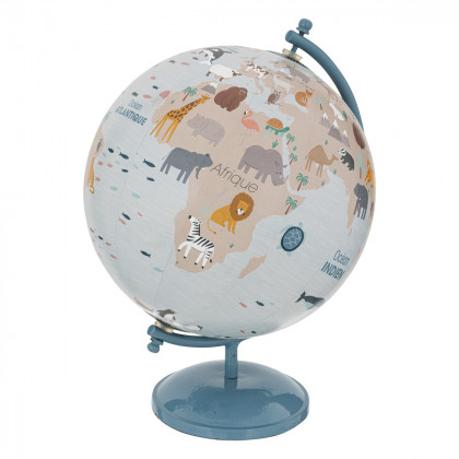 Globe avec base en métal Bleu D 20 cm