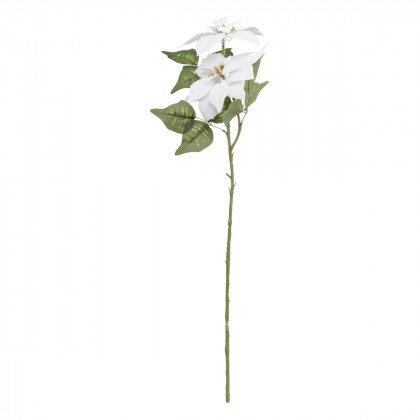Branche avec 2 Fleurs de Poinsettia Blanc H 75 cm