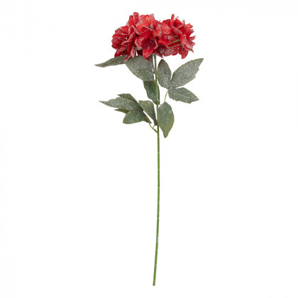 Branche Fleurs rouges pailletées H68 cm