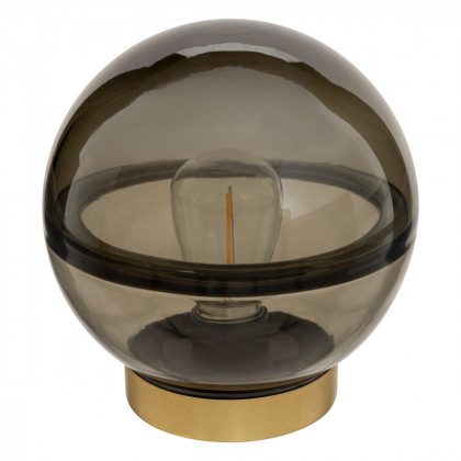 Lampe boule Line en Verre Noir H 16 cm